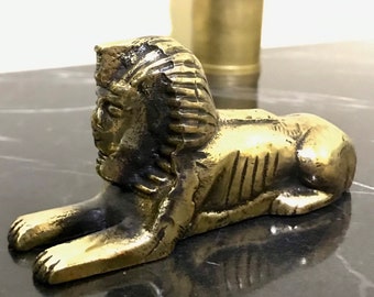 Handmade Brass Great Sphinx of Giza 12 cm, Egyptian Pyramid Protector Gold, Egyptian Sarcophagi, Home Office Trinket Decor, Brass Handmade