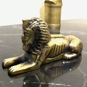 Gran Esfinge de Giza de latón hecho a mano 12 cm, oro protector de pirámide egipcia, sarcófagos egipcios, decoración de baratijas de oficina en el hogar, latón hecho a mano