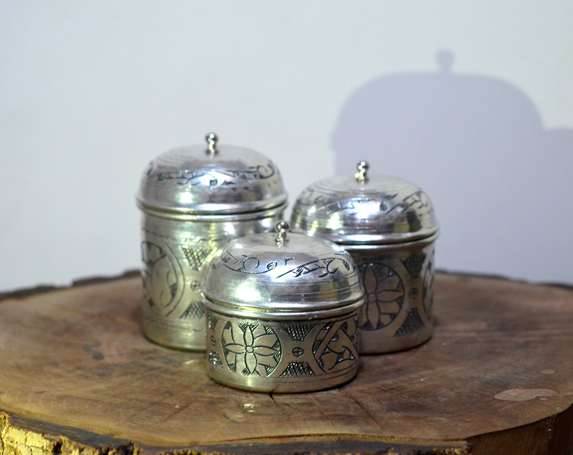 Copper Spice Jars Handmade Copper Spice Box Antique Tinned Etsy