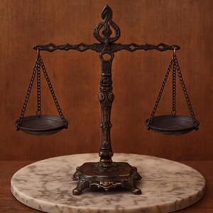 Vintage Brass Scales of Justice, Lawyer Gift, Law Student Graduation Gift, Decorative Law Scales for Office, Ornate Brass Balance Scale image 19