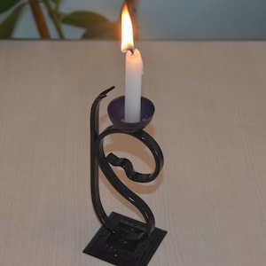Metal Wrought Iron Single Antique Candlestick, Vintage Heavy Candlestick, Iron Wrought, Boho Candlesticks, Forged Standing Type Candlestick