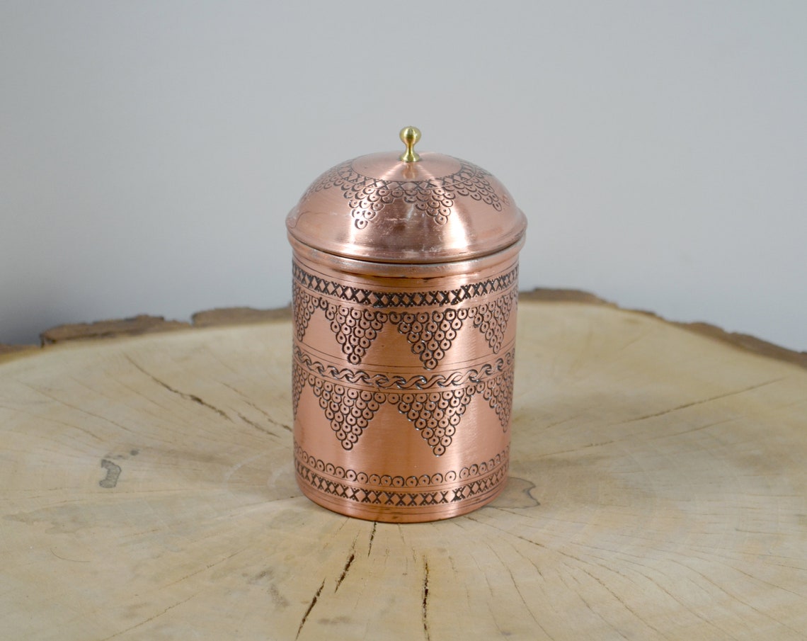 Copper Handmade Spice Jars Antique Tinned Copper Seasoning Etsy