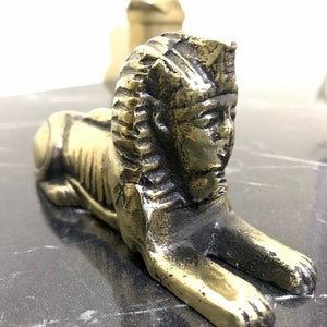 Handmade Brass Great Sphinx of Giza 12 cm, Egyptian Pyramid Protector Gold, Egyptian Sarcophagi, Home Office Trinket Decor, Brass Handmade image 5