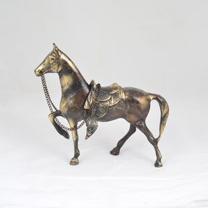 Copper Horse Sculpture, Handmade Brass Horse Bibelot, Home Decoration, Gift Horse Decor, Office, Decor Cowboy Horse, Vintage Statue