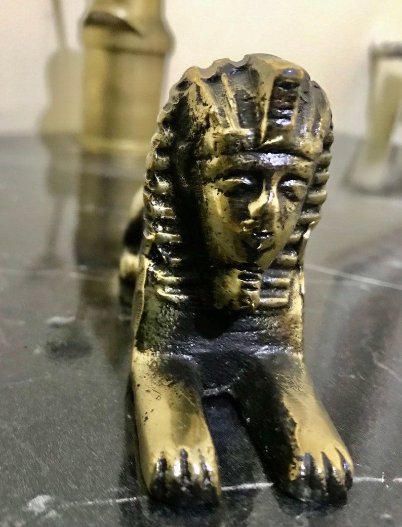 Handmade Brass Great Sphinx of Giza 12 cm, Egyptian Pyramid Protector Gold, Egyptian Sarcophagi, Home Office Trinket Decor, Brass Handmade image 10