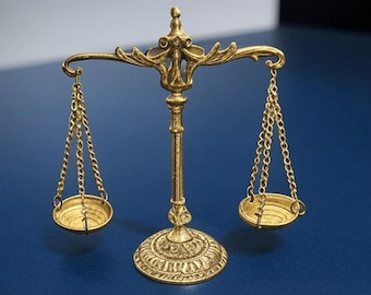 Miniature Brass Scales of Justice, Law Office Decor
