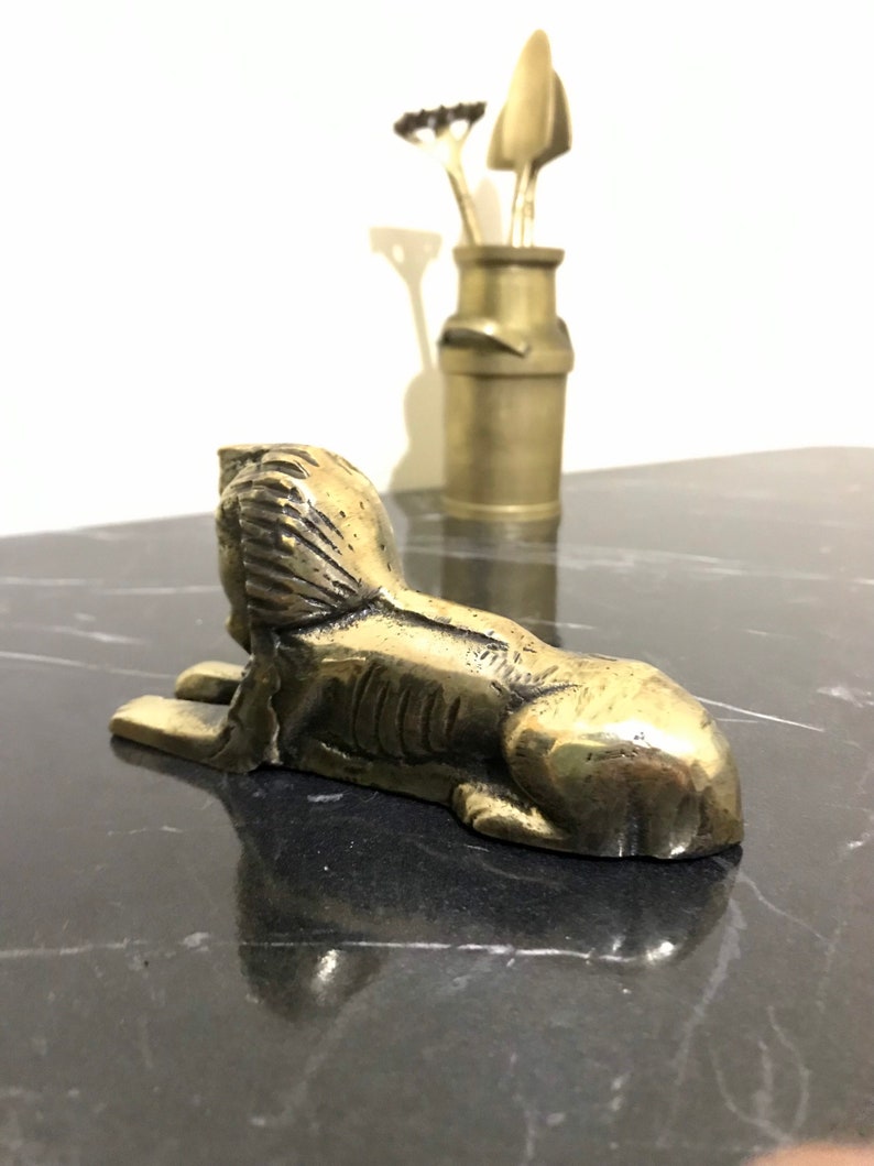 Handmade Brass Great Sphinx of Giza 12 cm, Egyptian Pyramid Protector Gold, Egyptian Sarcophagi, Home Office Trinket Decor, Brass Handmade image 8