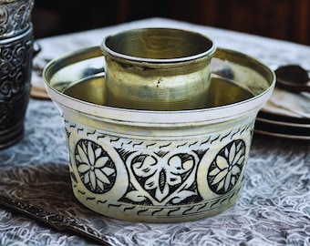 Handmade Tinned Copper Raki Cooler, Traditional Turkish Ice Bowl for Home Bar