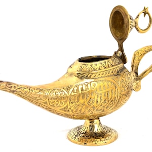 Aladdin's Magical Lamp 12", Brass Torch, Pitcher Flambeau, Antique Oil Lamp, Aladin Genie Lamp, Brass Decoration, Gin Lamp Gift