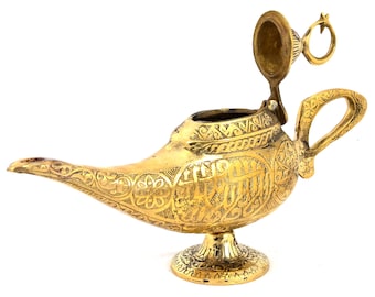 Aladdin's Magical Lamp 12", Brass Torch, Pitcher Flambeau, Antique Oil Lamp, Aladin Genie Lamp, Brass Decoration, Gin Lamp Gift
