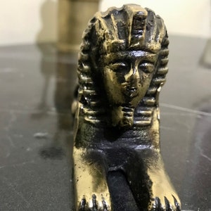 Handmade Brass Great Sphinx of Giza 12 cm, Egyptian Pyramid Protector Gold, Egyptian Sarcophagi, Home Office Trinket Decor, Brass Handmade image 3