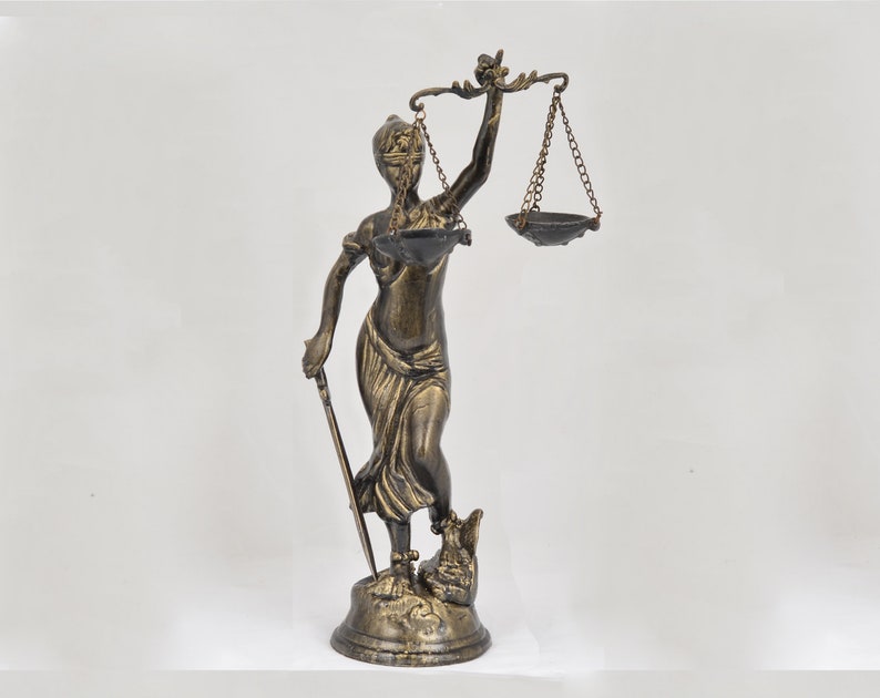 Sculpture of Justice, Justice Scales Art, Antique Sculpture, Law Student Gift, Sculpture Decor, Lawyer Quote image 1