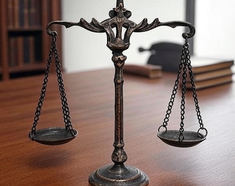 Vintage Justice Scales Decor, Lawyer Gift, Attorney Office Desk Ornament, Balance Scale Symbol, Law School Graduation Gift, Judge Legal Dec