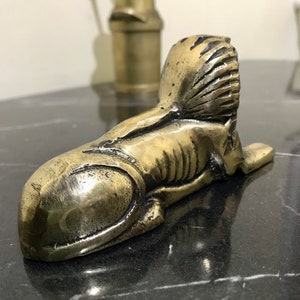 Handmade Brass Great Sphinx of Giza 12 cm, Egyptian Pyramid Protector Gold, Egyptian Sarcophagi, Home Office Trinket Decor, Brass Handmade image 4