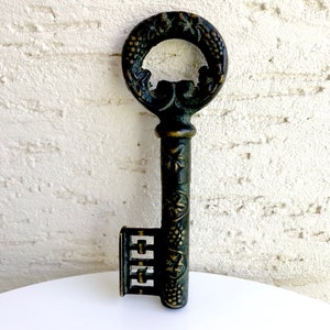 Vintage Key Shaped Brass Turbine, Patterned Key Corkscrew, Antique Handmade, Rare Key Collection, Copper Bottle Opener, Corkscrew Key Figure