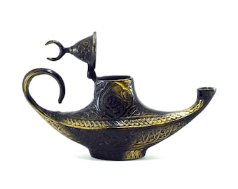 Aladdin Magical Lamp, Brass Torch, Pitcher Flambeau, Antique Oil Lamp, Unique Vintage Product, Oriental Brass, Gift for him, Gin Lamp, Home
