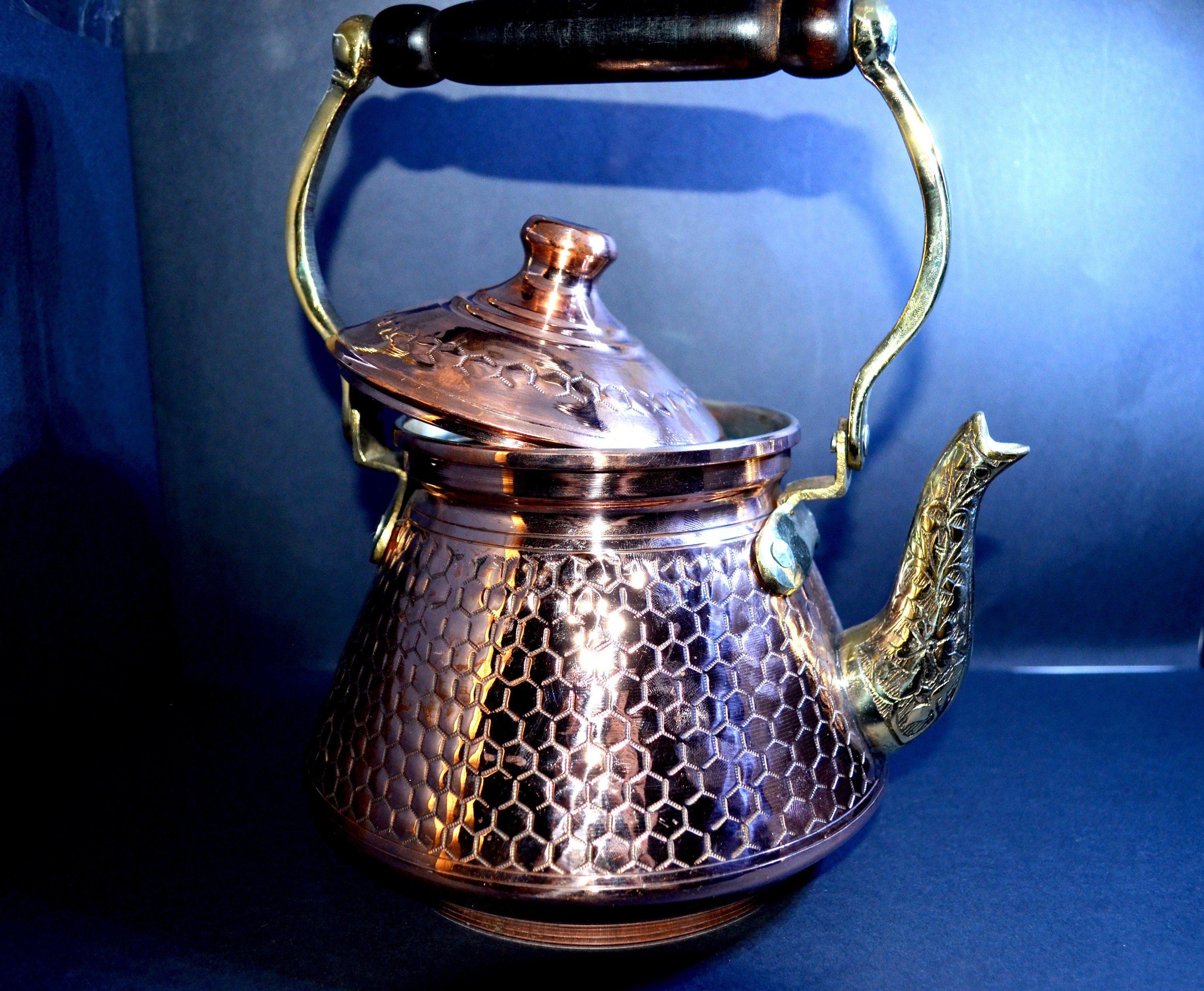 Copper Camping Teapot Handmade Antique Copper Usable Tea 