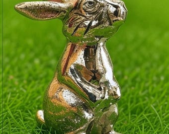 Handmade Brass Rabbit Sculpture, Artisan Bunny Figurine, Vintage Style Hare Statue for Home Decor, Garden Ornament