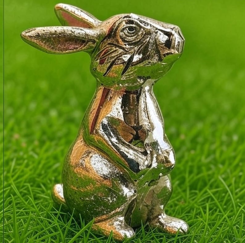 Vintage Brass Bunny Statue, Gold Rabbit Figurine, Hare Decor, Easter ...