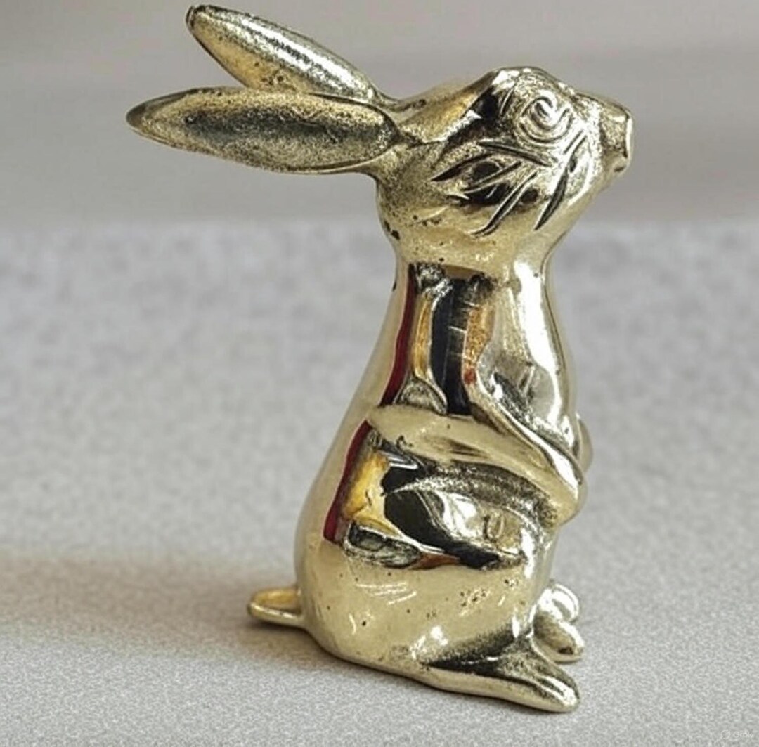 Vintage Brass Bunny Statue, Gold Rabbit Figurine, Hare Decor, Easter ...