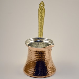 Hecho a mano Tinned Copper Coffee Maker, Cafetera Utensilio de cocina, Café árabe, Olla con mango, Regalo de Jazzve turco, Olla de café turca