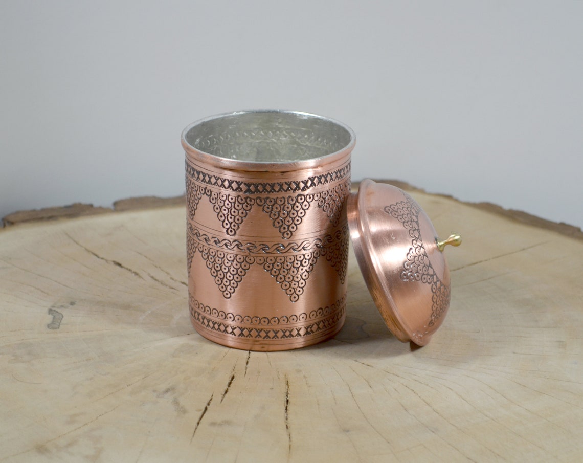 Copper Handmade Spice Jars Antique Tinned Copper Seasoning Etsy