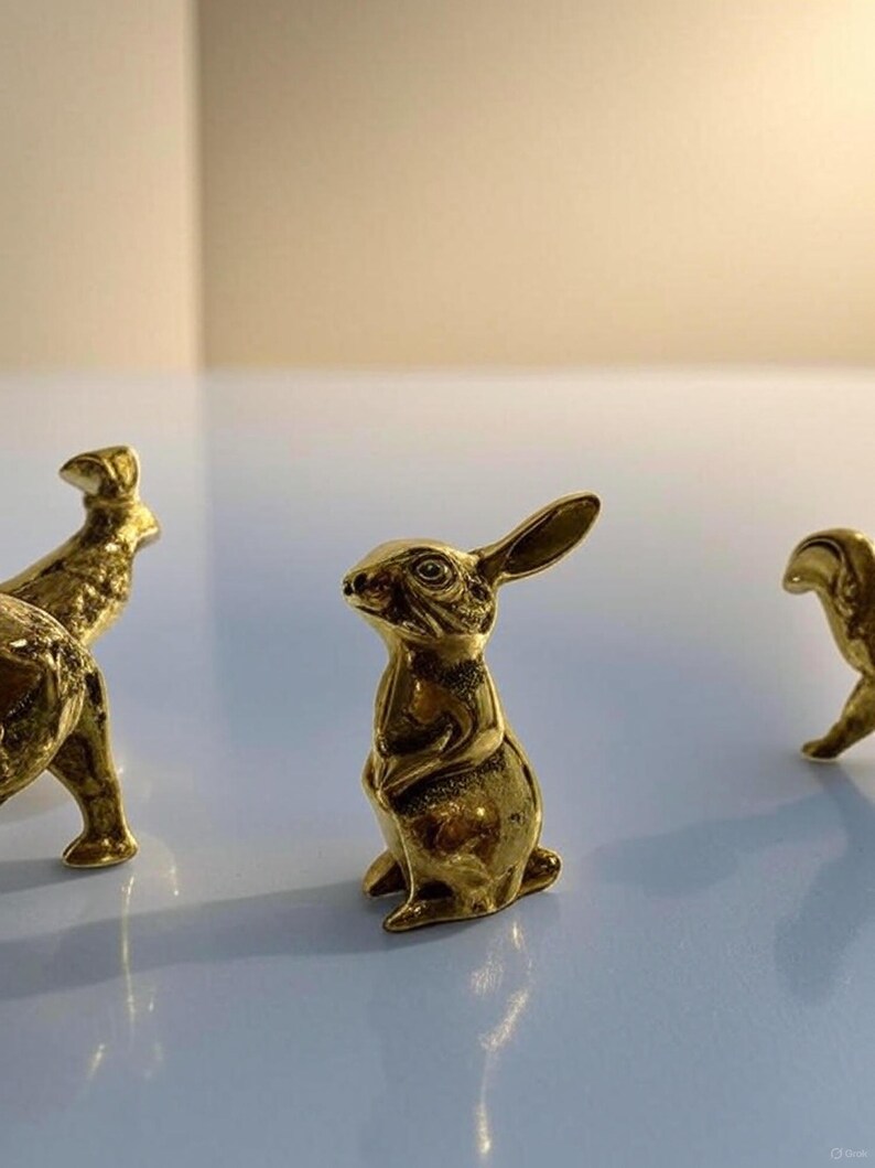 Vintage Brass Bunny Statue, Gold Rabbit Figurine, Hare Decor, Easter ...