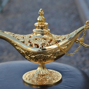 Aladdin's Magic Lamp 10”, Visual Torch Disney Aladdin, Antique Oil Lamp, Genie Lamp, Brass Decoration, Genie Lamp Gift, Aladin Genie Lamp