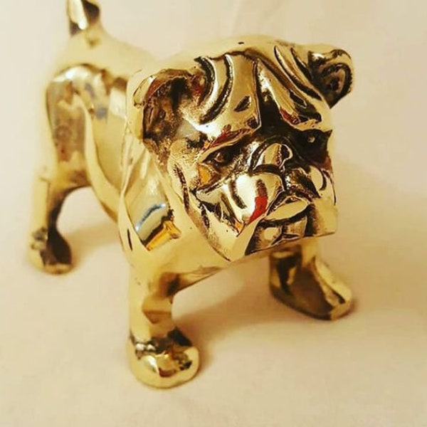 11cm Messing Gold Bulldogge Statue, Gelb Gold Basteln, HundeStatue, Gelbe Hunde büste, Hundeschnitzerei Gold, Hundestatue, Haustier Geschenk