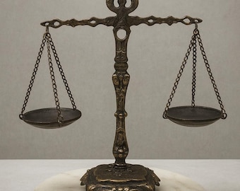 Scales of Justice Black, Handcrafted Brass, Law Office Decor, Libra Scale, Vintage Brass Libra Scale, Astrology Zodiac Gift