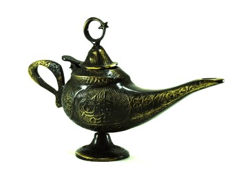 Aladdin Magical Lamp, Brass Torch, Pitcher Flambeau, Antique Oil Lamp, Unique Vintage Product, Oriental Brass, Gift for him, Gin Lamp, Home