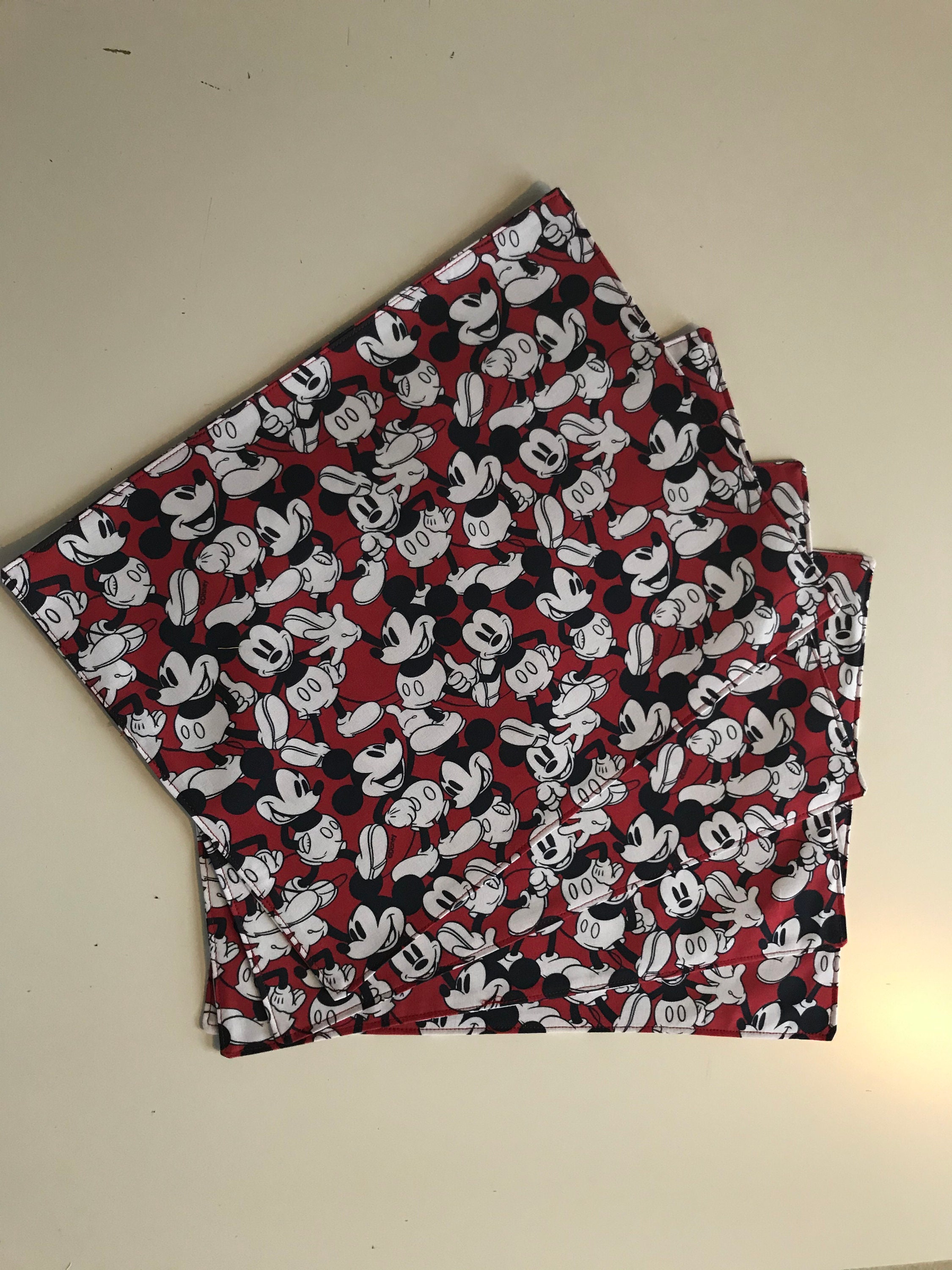 Placemats/ Mickey Mouse Print Placemats/ Set of Four Etsy