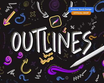Outline Procreate Brushes - Lettering Procreate Brushes - Outline Brushes Set - Two Colored Brush - iPad brush - Graffiti Procreate Brush