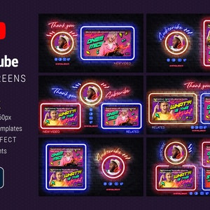 Schermate finali di YouTube al neon