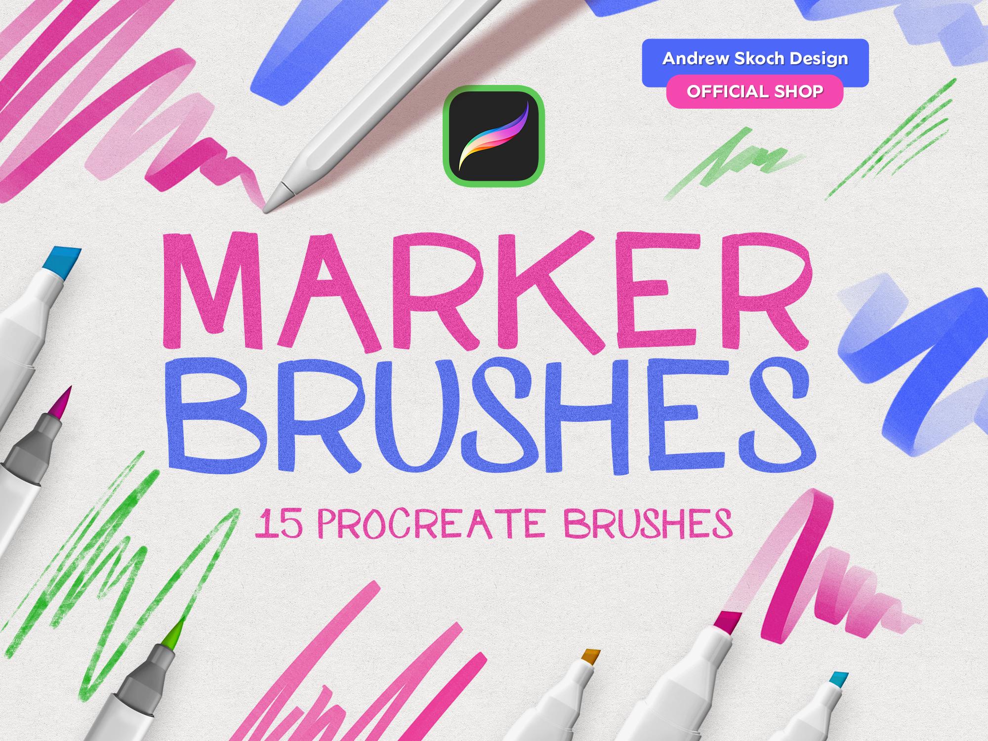 Set de pinceles Marker para Procreate – Pack de brochas de marcador a base de alcohol para iPad