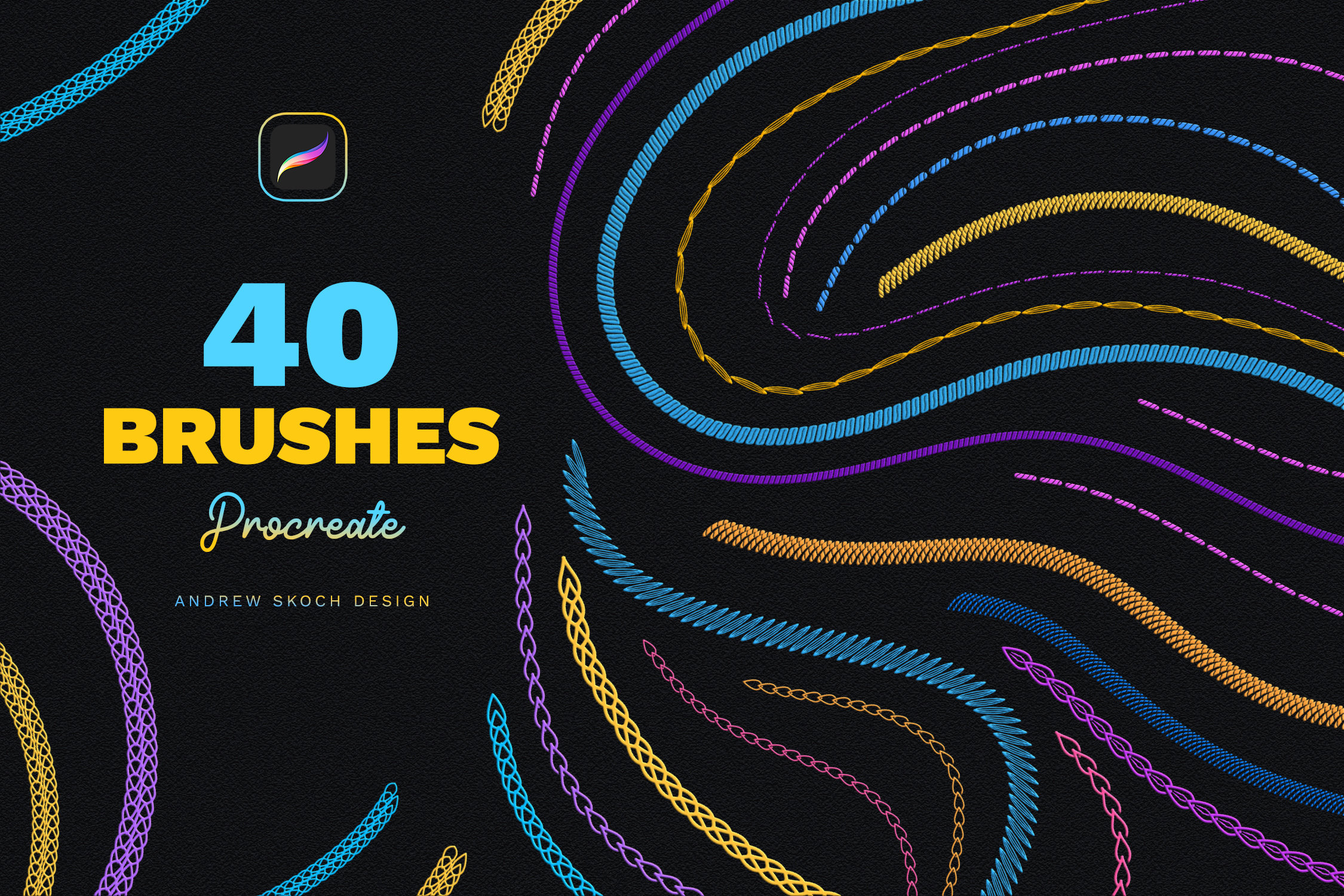 Embroidery Stitches Procreate Brushes - 40 Brush Set (digital Download ...