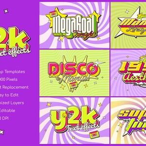 Y2k Text Effects Vol 1 - Year 2000 Photoshop Text Effects - Y2k Design ...