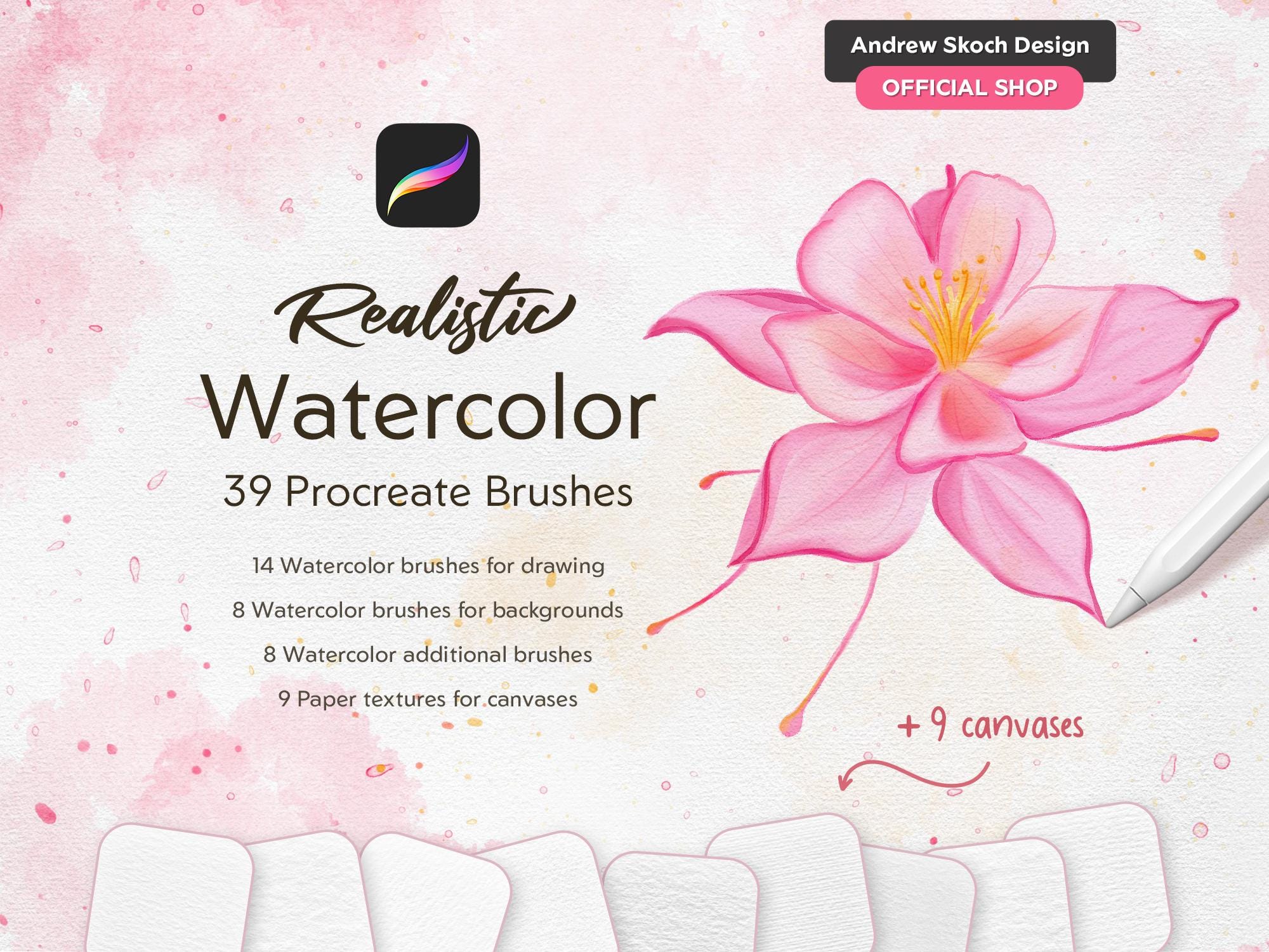 Realistic Watercolor Procreate Brushes