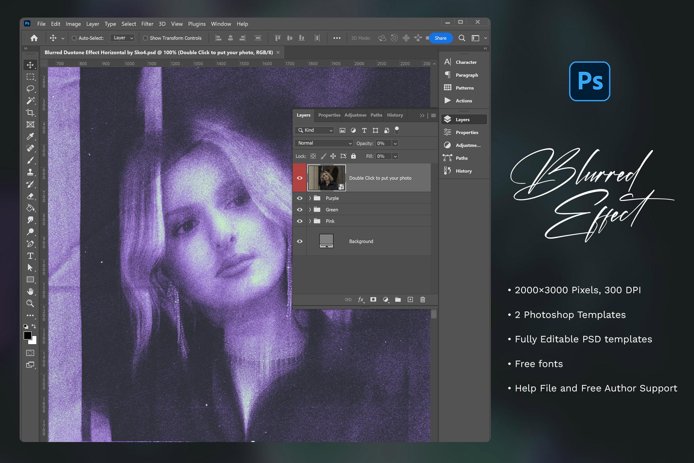 Blurred Photo Effect - Portrait Blur Photoshop Template - Etsy