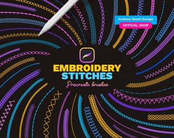 Embroidery Stitches Procreate Brushes - Stitch Procreate Brush - Embroidery Procreate Brush Set - iPad Brush - Embroidery Custom Brushes