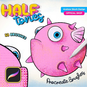 Pinceles Procreate de semitono - Pincel Procreate de semitono de cómics - Conjunto de pinceles Procreate de semitono - Pincel para iPad - Pinceles personalizados de semitono