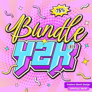 Y2k Text Effects Bundle - 18 PSD Text Effects - Year 2k Design