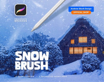 Snow Procreate Brushes, Snow Overlay Procreate Brush, Snow Procreate Brush Set, iPad Brush, Snowflake Procreate Brushes, Snowflake Brush