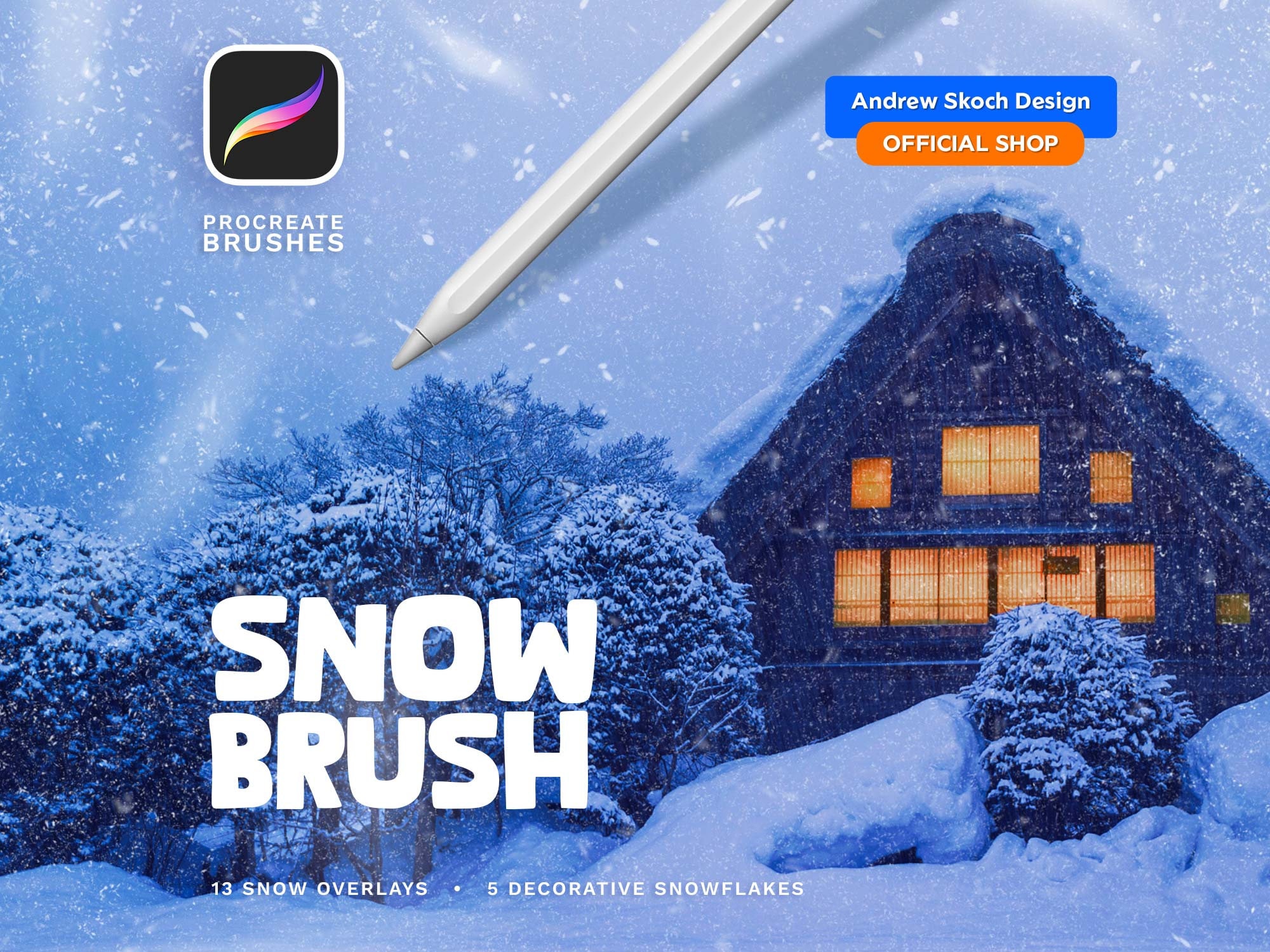 Snow Procreate Brushes, Snow Overlay Procreate Brush, Snow Procreate Brush Set, iPad Brush, Snowflake Procreate Brushes, Snowflake Brush