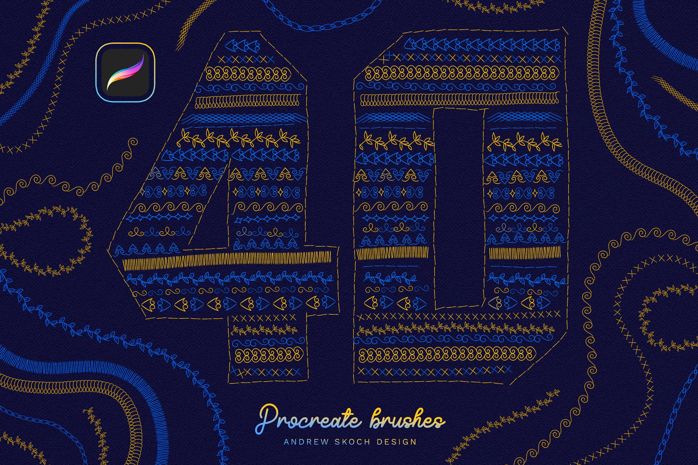 Embroidery Stitches Procreate Brushes 2 - Stitch Procreate Brush ...
