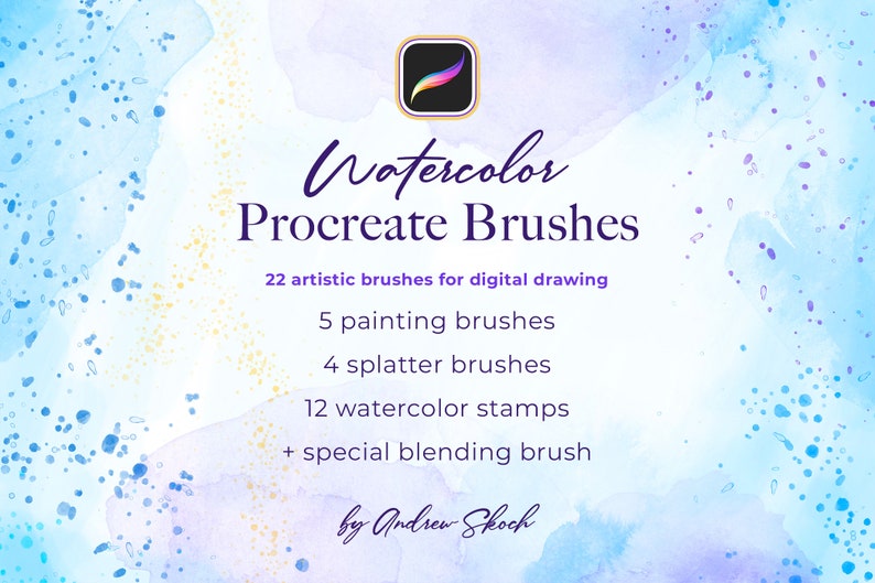 Watercolor Procreate Brushes; Realistic Watercolor Procreate Brush Set ...