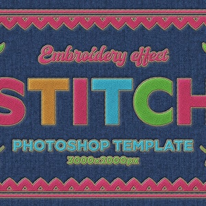 Embroidery Mockup - Stitch Effect - Easy to Use Photoshop Template - Embroidery logo - Embroidery Text Effect - Embroidery Photoshop
