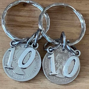 10th Wedding Anniversary Gift Lucky Sixpence Keyring Set With Or Without I Love You Charms Gift For Her Him
