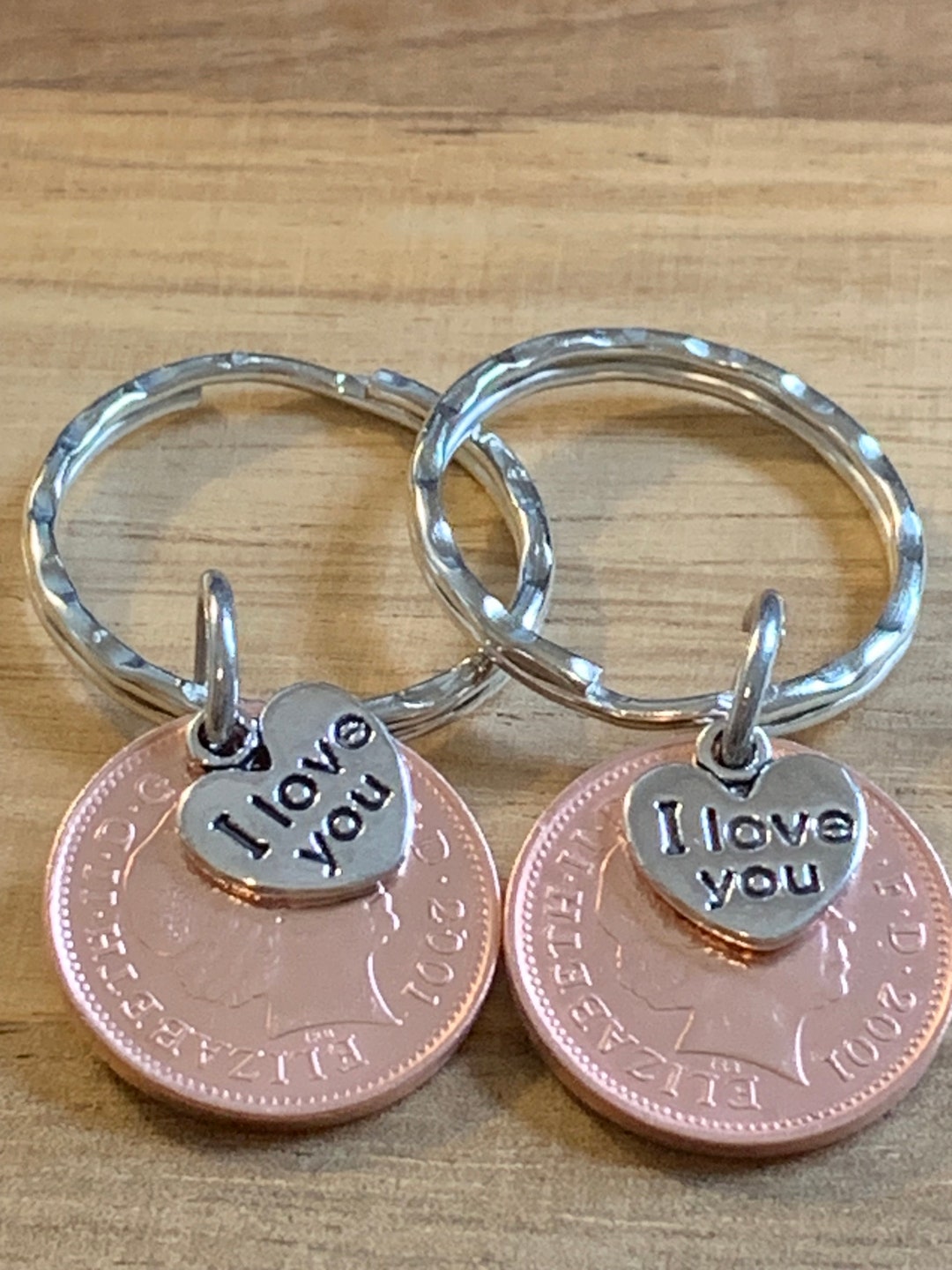 25th Wedding Anniversary Polished 2001 Coin & Charms on Keyrings in ...