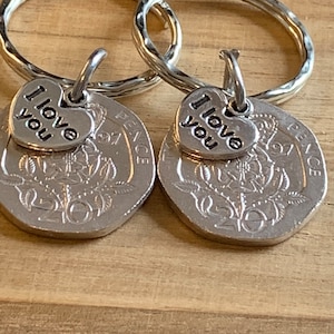 28th Wedding Anniversary Polished 1997 Coins & Charms On Keyrings In Gift Bag Gift For Husband Wife Boyfriend Girlfriend Friends 2pcs set